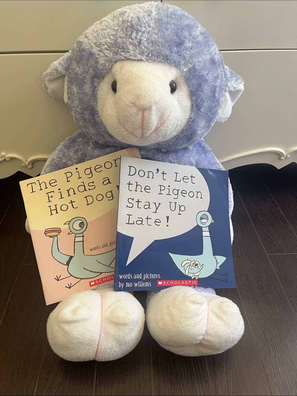 Plush Lamb and Two Pigeon Books